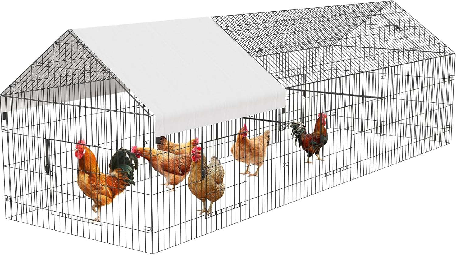 Metal Chicken Coop 130inx40inx40in with Waterproof Cover for Pets