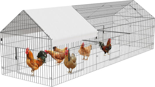 Metal Chicken Coop 130inx40inx40in with Waterproof Cover for Pets