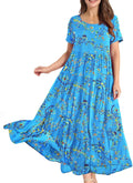 YESNO Women Casual Bohemian Floral Maxi Dress - Lightweight Summer not