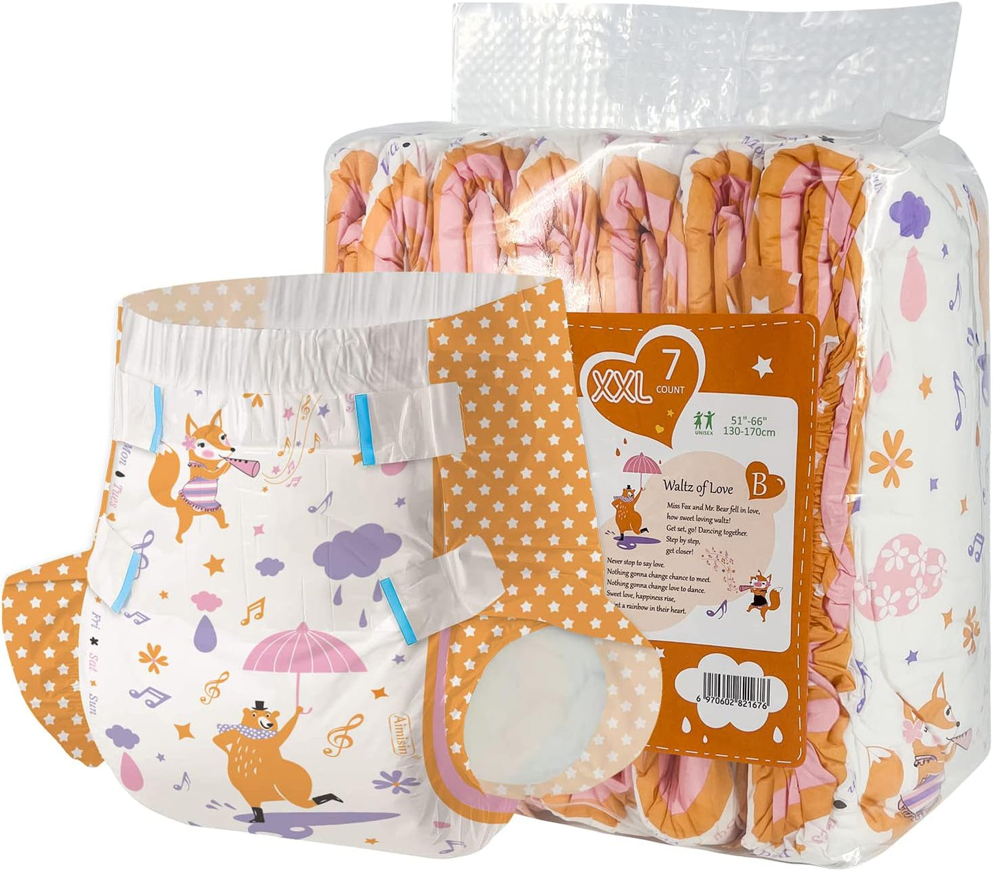 Aimisin XXL Printed Diapers: Heavy Absorbency & Leak Protection