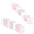 Pink Rose 14-Piece Baby Cotton Flannel Burp Cloths and Blankets - Soft