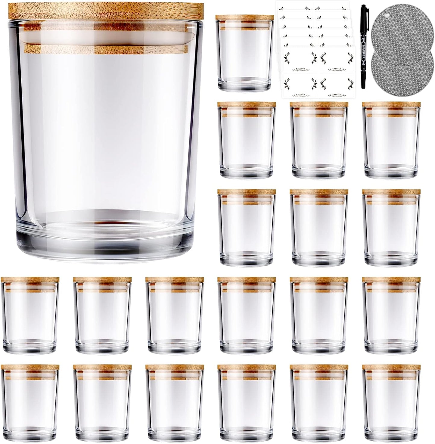 20 PCS Candle Jars with Lids for DIY Candle Making Fun
