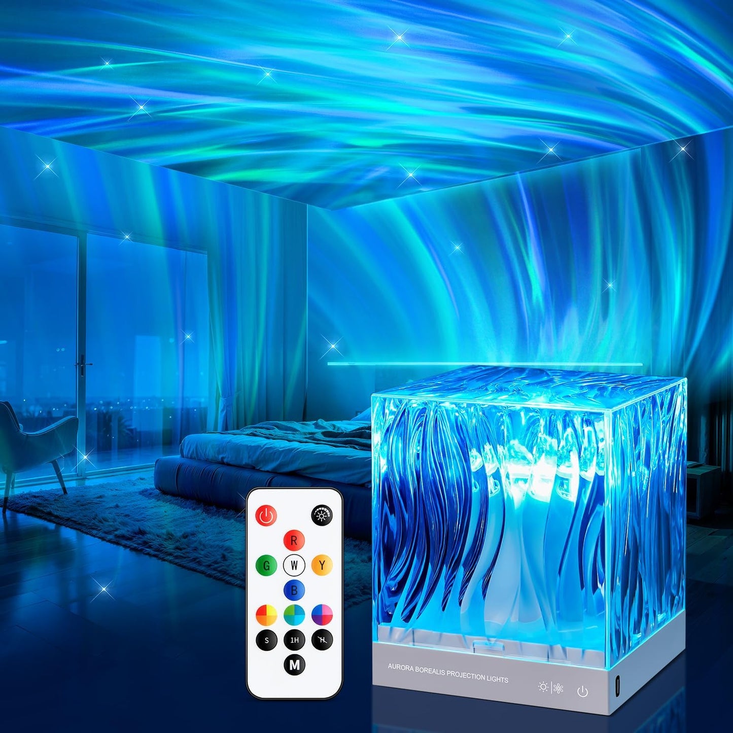 Mubarek Northern Lights Projector: 18 Colors, Remote Control Mood Lighting