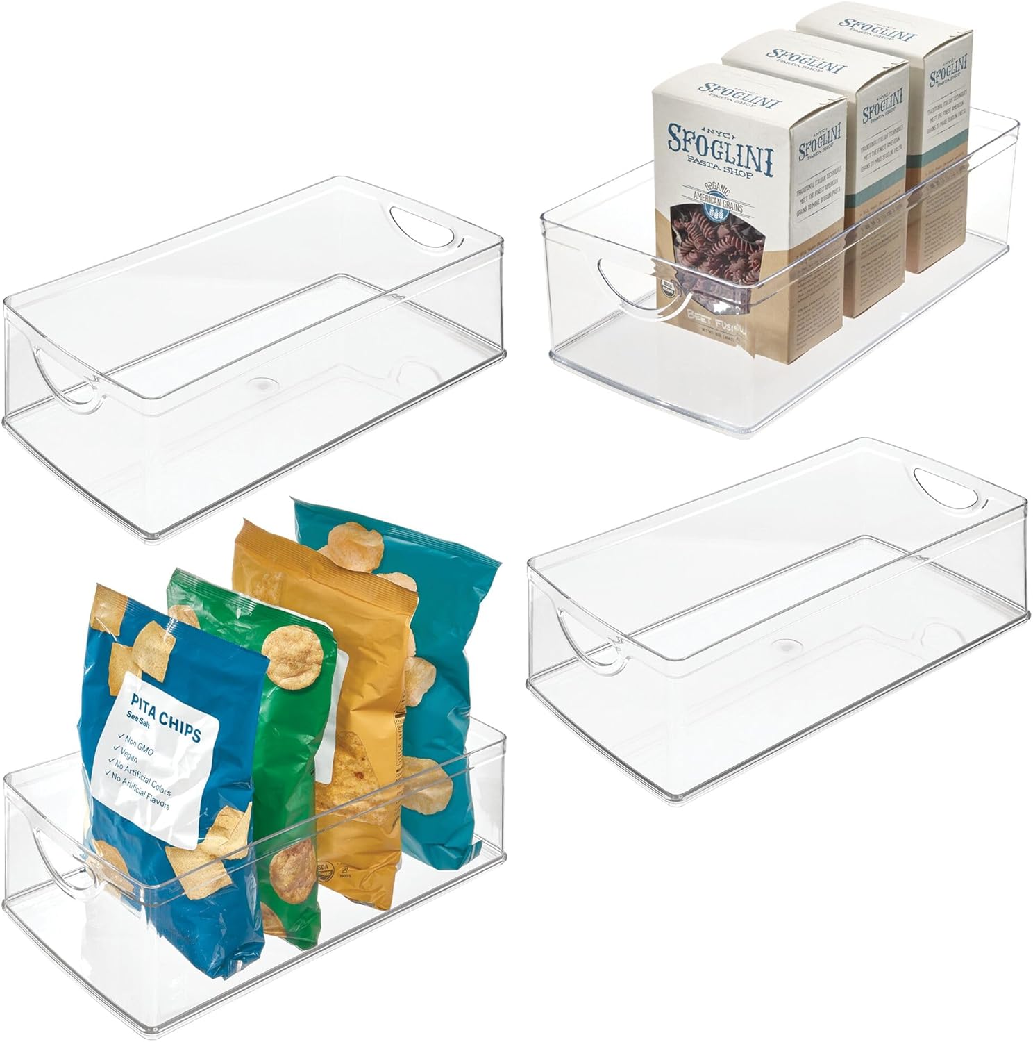 iDesign Plastic Kitchen Cabinet Storage Bins - Set of 4 Clear