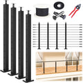 Muzata 15-20ft 36in Modular Black Cable Railing Kit - Complete 4-Post