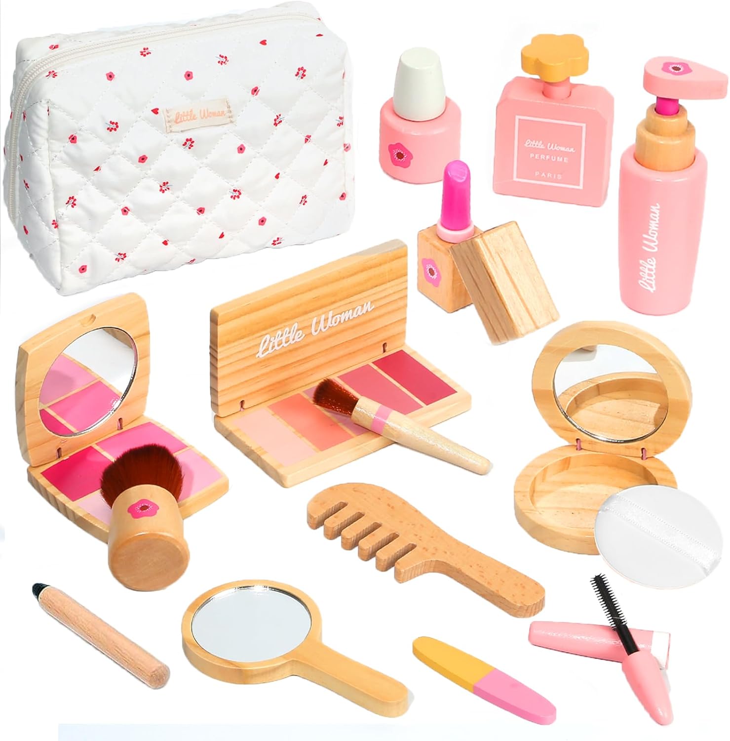 Wooden Pretend Makeup Kit for Toddlers - Safe and Fun Play