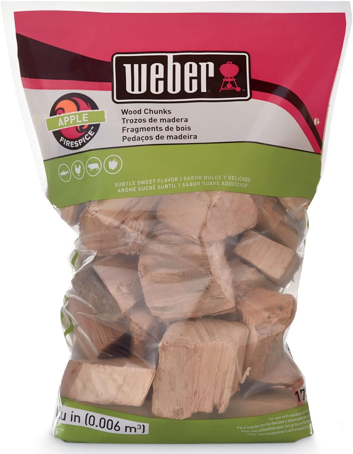 Weber Apple Wood Chunks - Enhance Grilling & Smoking, 4 lb