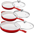 Enameled Cast Iron Skillet Set 8, 10, 12 in - Versatile Nonstick