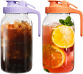 2 Pack 64oz Glass Mason Jar Pitcher with Lid and Spout - Airtight 2