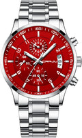 Men's Stainless Steel Fashion Chronograph Watch - Black Band