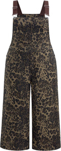Denim Leopard Overalls for Women Wide Leg Jumpsuit - Casual Chic