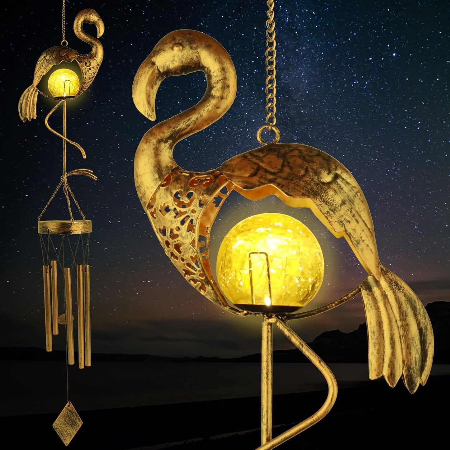 Flamingo Solar Wind Chimes for Outside - Perfect Gift for Mom
