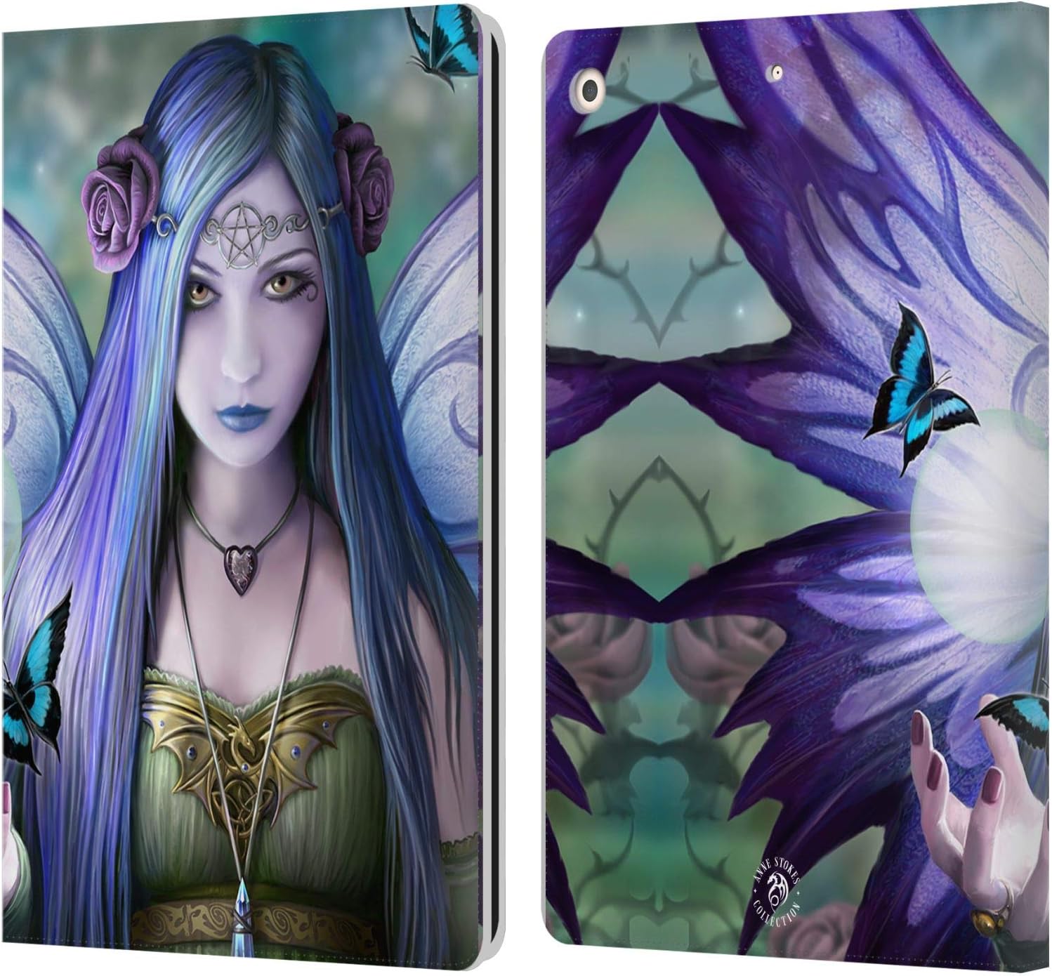 Anne Stokes Mystic Aura Fairies Leather Wallet Case for iPad