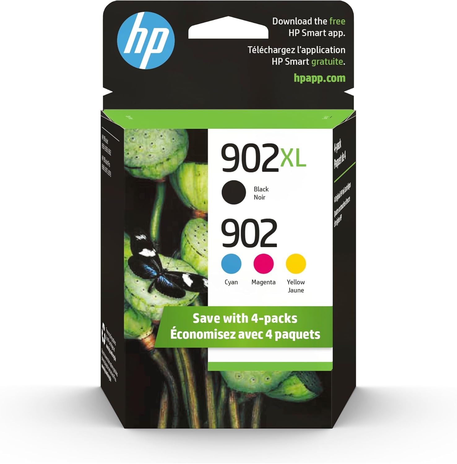 Vibrant HP 902 Ink 4-Pack | Works with OfficeJet Series | Instant Ink Eligible