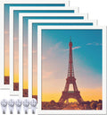 17x22 Picture Frame Set of 5 White Frames - Easy Mounting, High