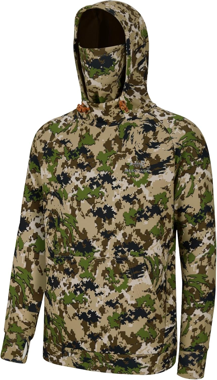 BASSDASH Mens Fishing Fleece Hoodie with Neck Gaiter for Comfort