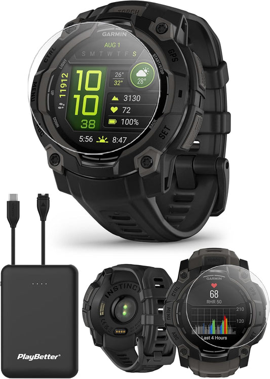 Garmin Instinct 3 Smartwatch Bundle - Enhanced Durability & Power!