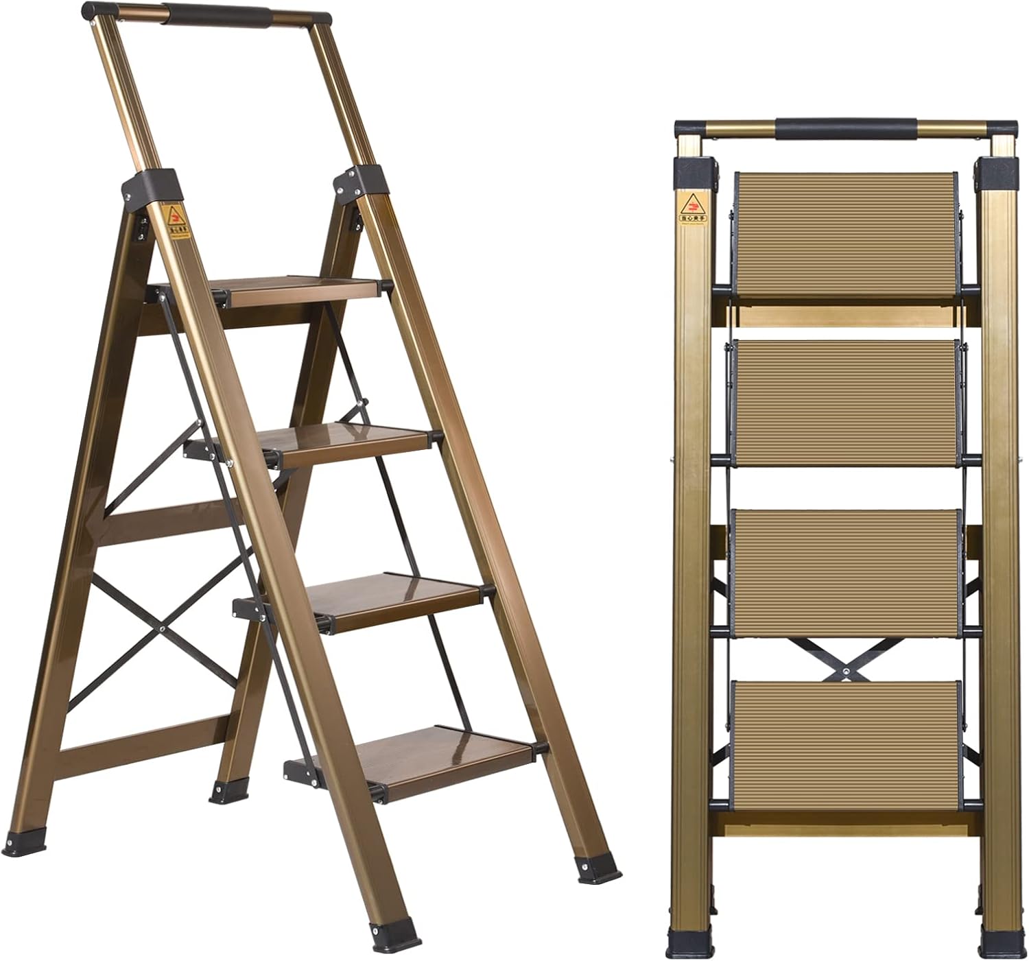 XinSunho 4 Step Ladder with Retractable Handrail for Safety