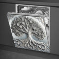 3D Silver Tree of Life Dishwasher Magnet Cover Skin Panel - Elegant