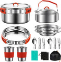 304 Stainless Steel Camping Cookware Set - Ultimate 2-Person Kit