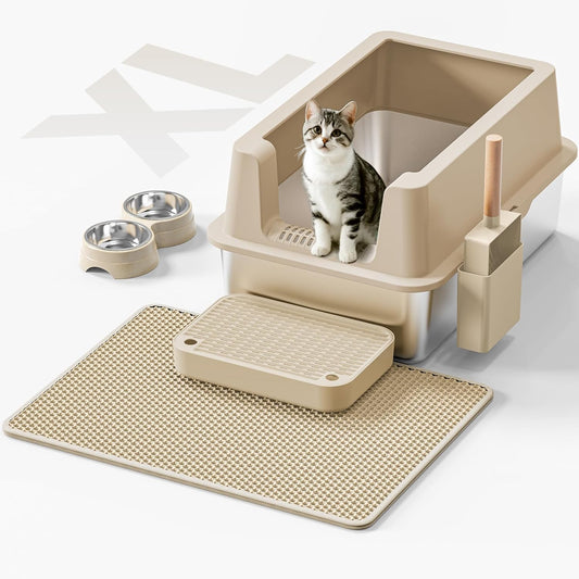 Stainless Steel Cat Litter Box - Extra Large Enclosed Design