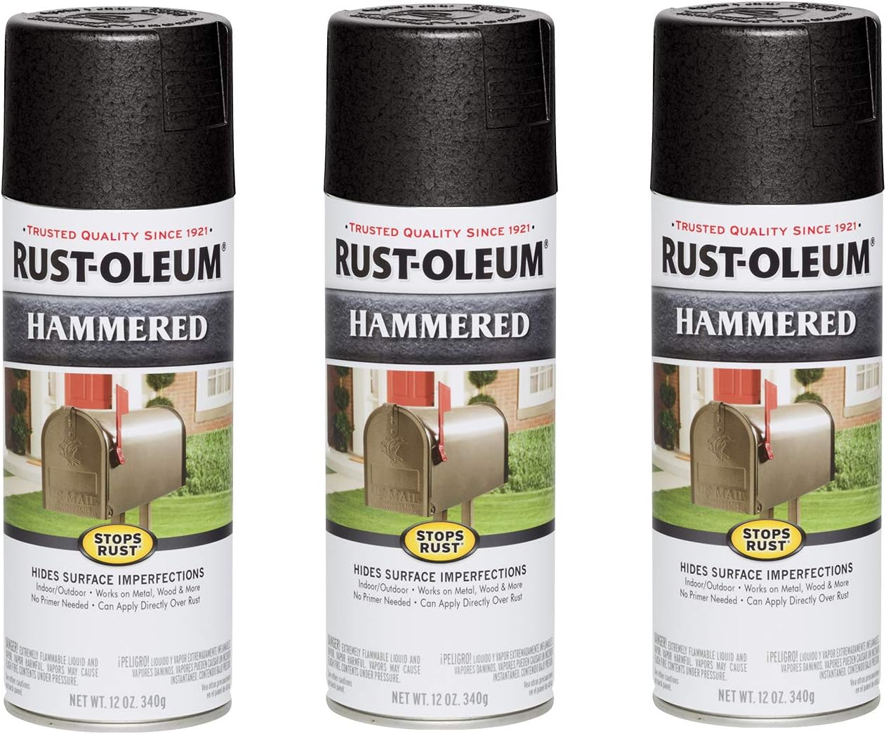 Rust-Oleum Hammered Spray Paint 12 Ounce Pack of 3 for Durability