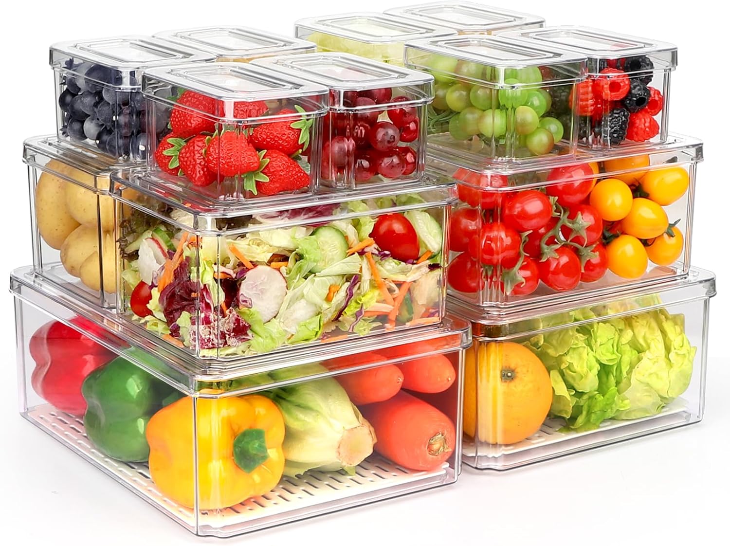 14 Pack Fridge Organizer Bins for Kitchen and Pantry Storage