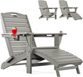 Folding Adirondack Chair with Retractable Ottoman - Weather Resistant