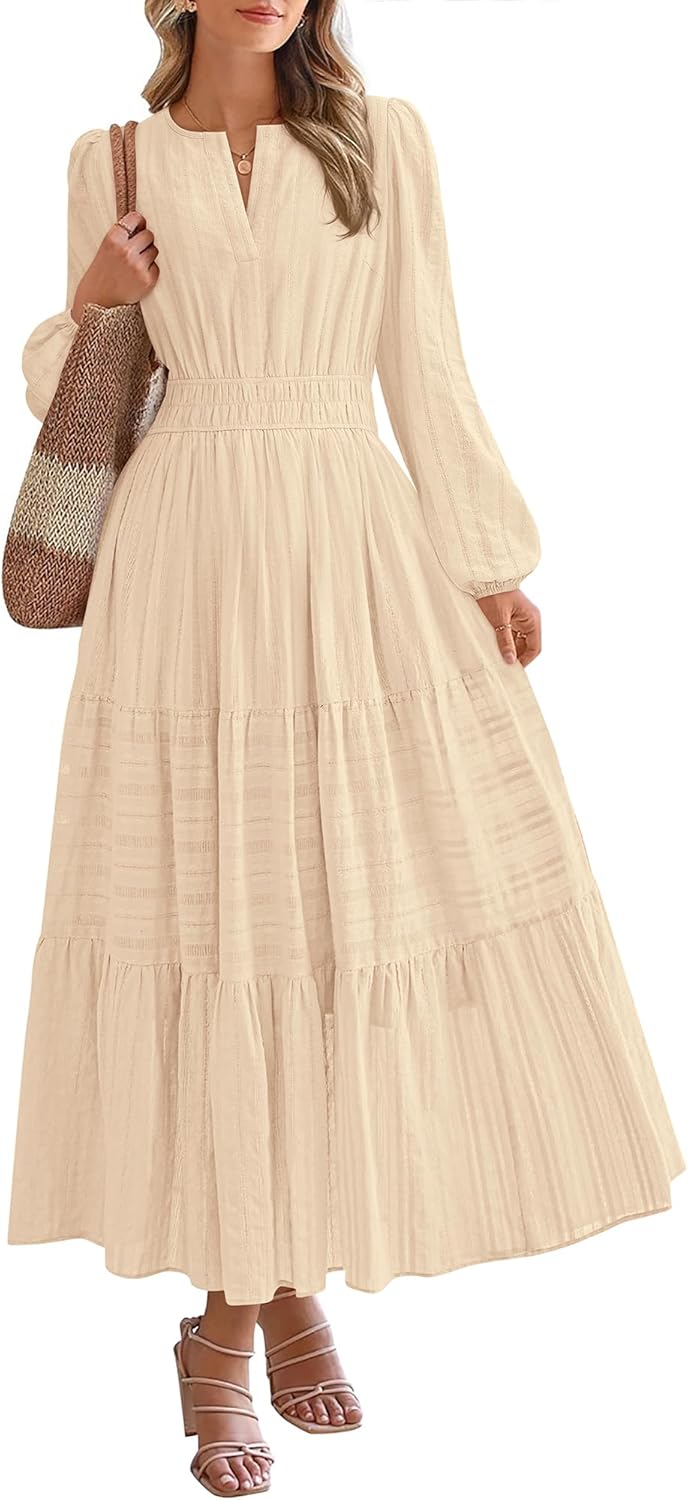 BTFBM Fall Dresses for Women 2025 Casual Long Sleeve Maxi