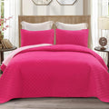 Hot Pink Reversible Full Queen Quilt Set 90x96 in - Lightweight