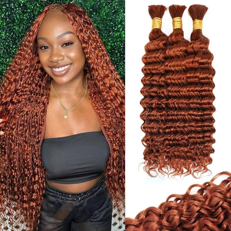 12A #350 Copper Ginger Human Braiding Hair for Boho Styles