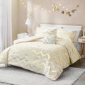Codi Teen Bedding Set Twin Size - Ivory and Gold Comforter Set