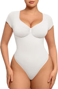 Women's Short Sleeve V Neck Bodysuit Tummy Control Shapewear