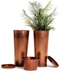 28in Tall Copper Planters Set of 2 - Stylish Galvanized Metal Planters