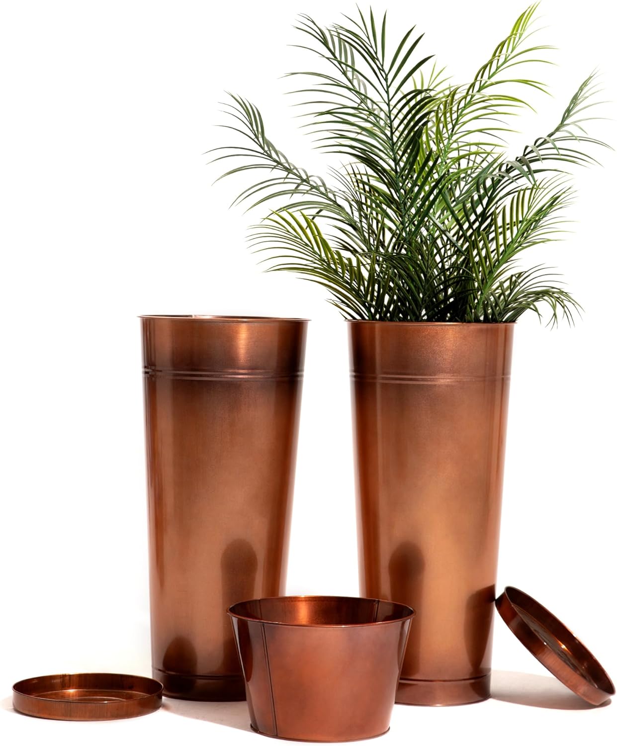 28in Tall Copper Planters Set of 2 for Indoor and Outdoor Use