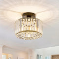 Crystal Ceiling Light Fixture Semi Flush Mount - Modern Black