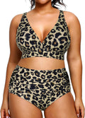 Plus Size Bikini High Waisted Swimsuit Two Piece - Tummy Control Shoes