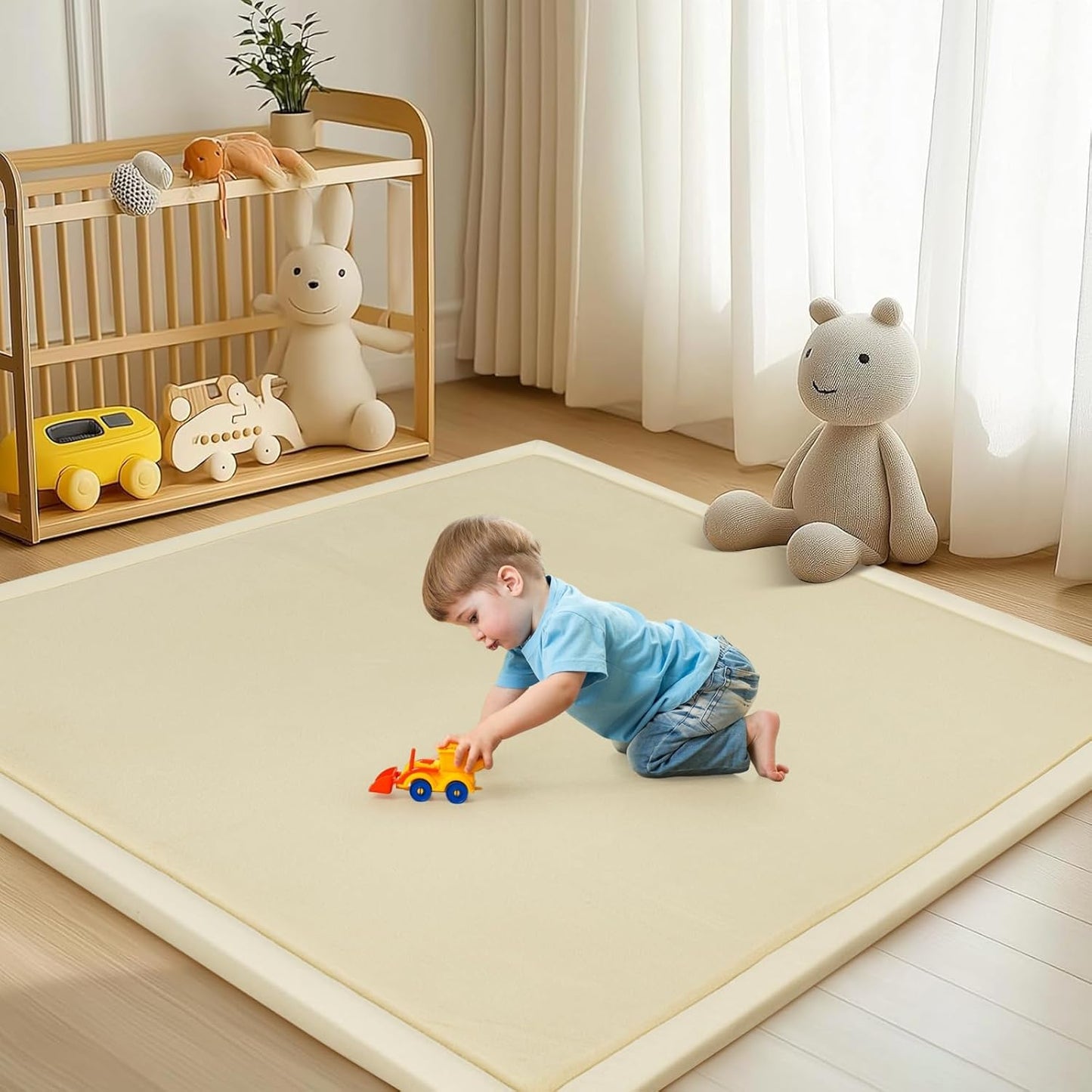 Baby Play Mat for Floor - Thick Memory Foam Rug for Tummy Time