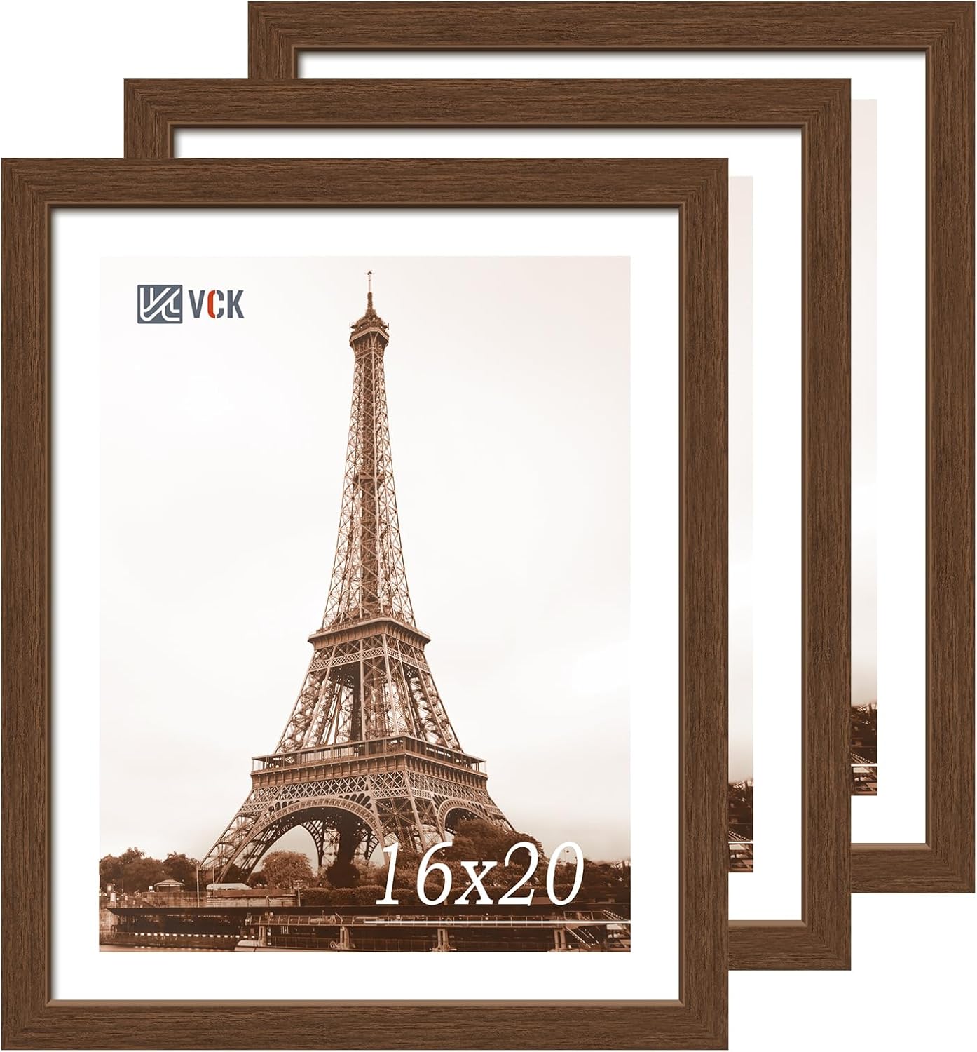 VCK 16x20 Picture Frames for Wall 3 Pack with Wood Grain