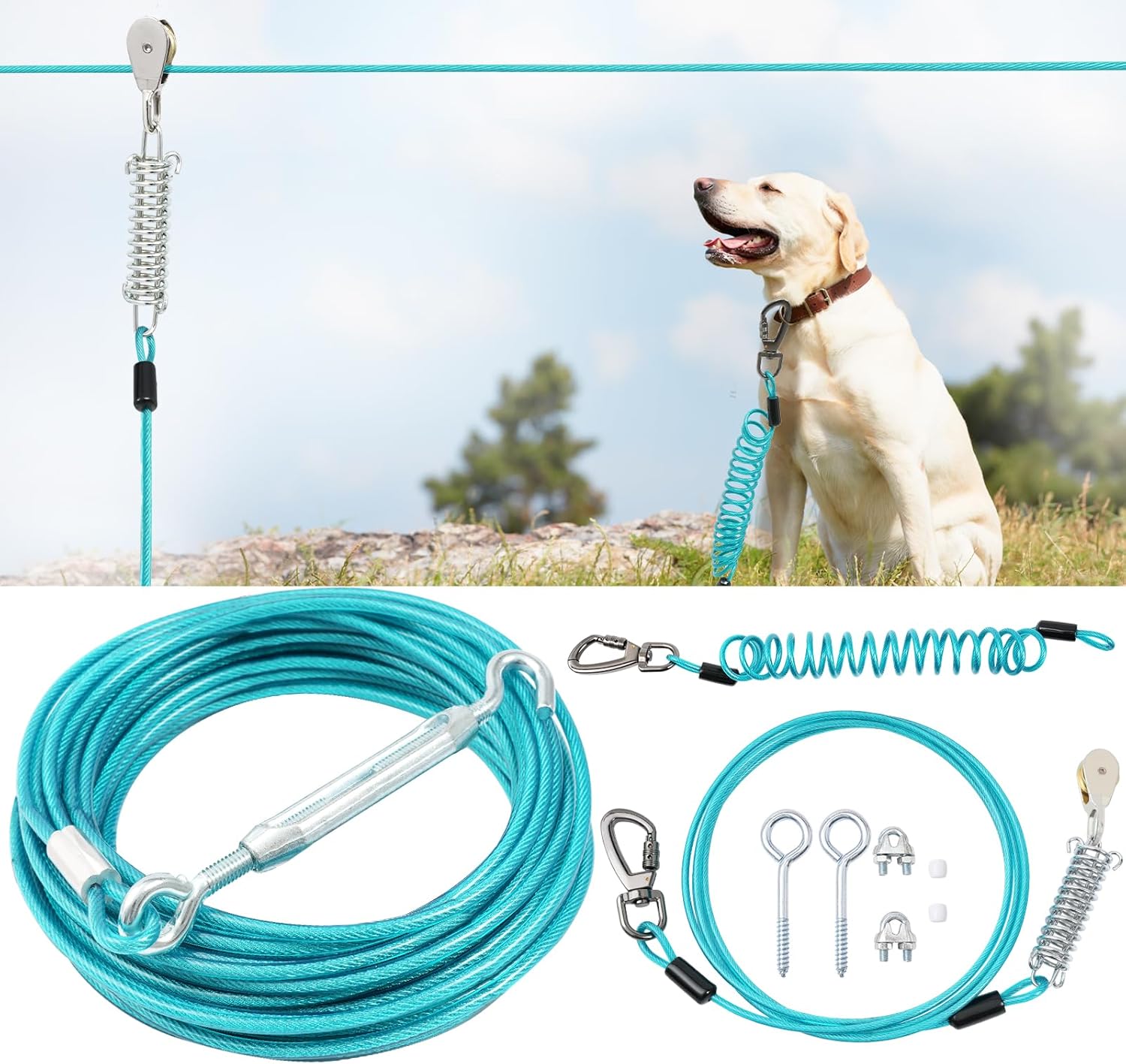 Dog Runner for Yard with Double Shock Absorption System