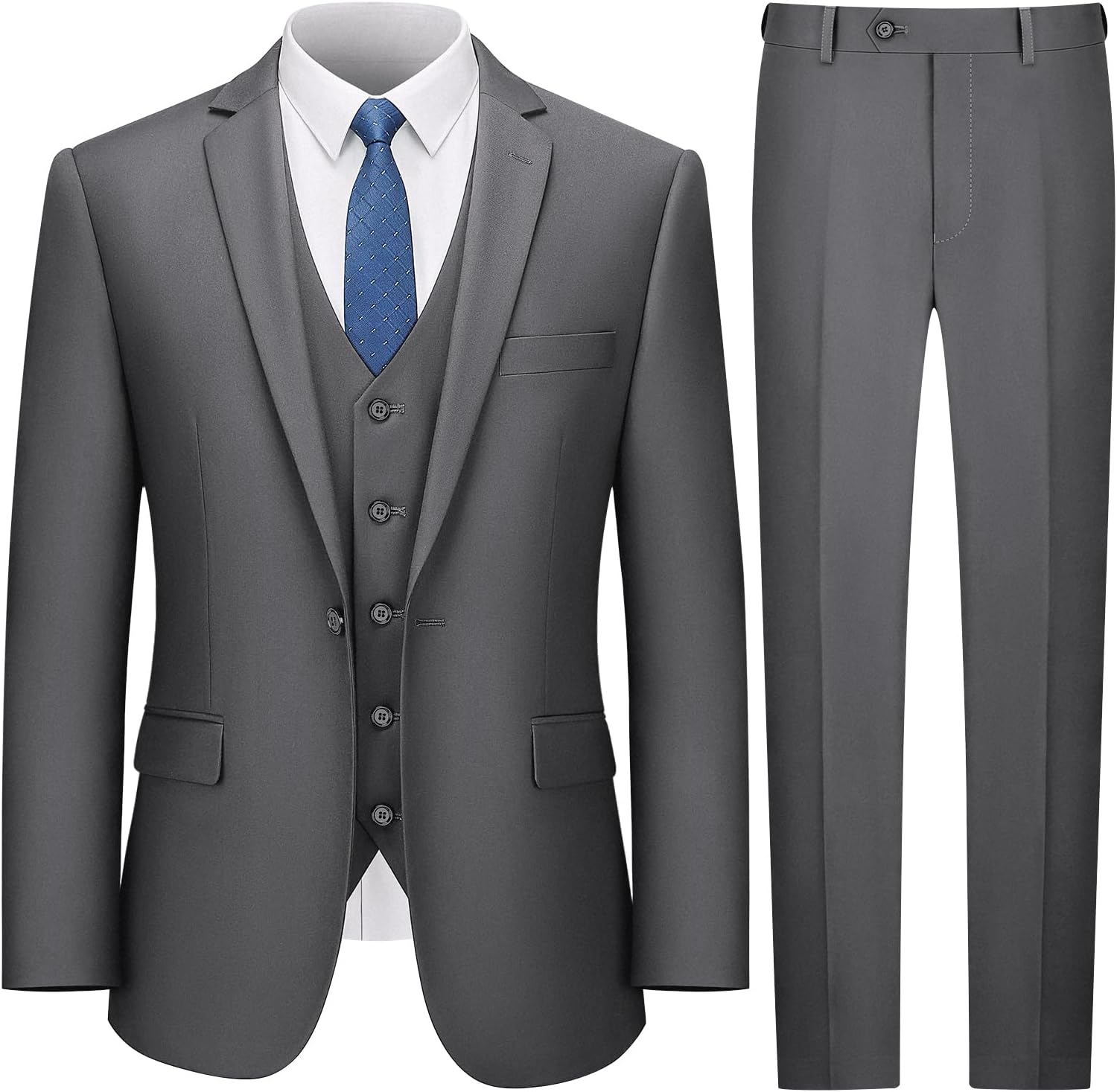 LUPURTY Slim Fit 3 Piece Men's Suit with Tuxedo Set and Tie