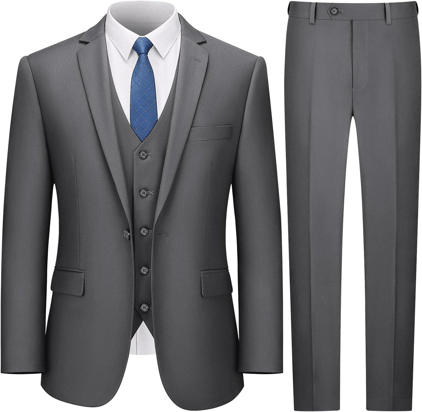 LUPURTY Slim Fit 3 Piece Men's Suit with Tuxedo Style