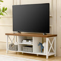 TV Stand for TV up to 55 in - Rustic Farmhouse Console with Shelves