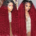 Burgundy Deep Wave 13x6 Lace Front Wig 24in - Natural Look