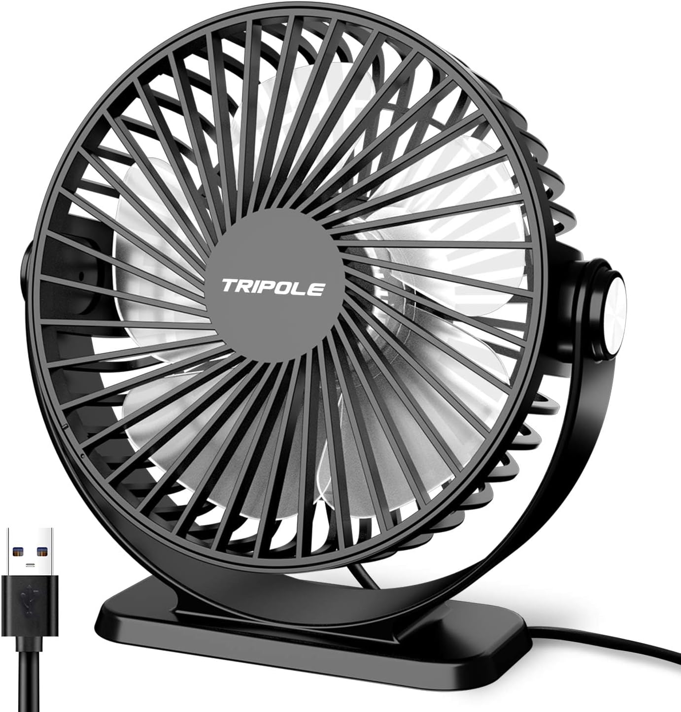 Powerful TriPole Desk Fan: 3-Speed USB Mini Fan