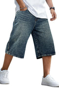 GINGTTO Mens Baggy Jean Shorts Loose Fit Long Denim
