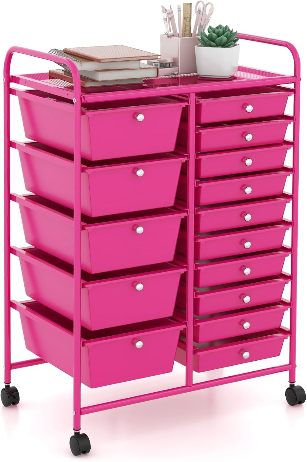 GOFLAME 15-Drawer Rolling Storage Cart for Home and Office