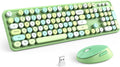 Wireless Keyboard and Mouse Combo Green Typewriter Style - Retro Set
