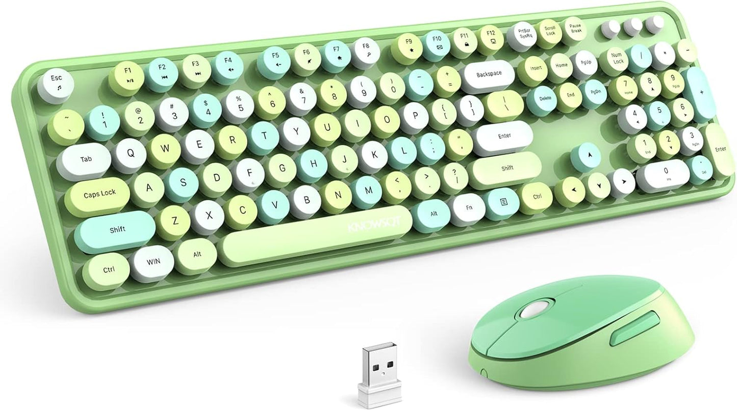 KNOWSQT Wireless Keyboard and Mouse Combo for Retro Style