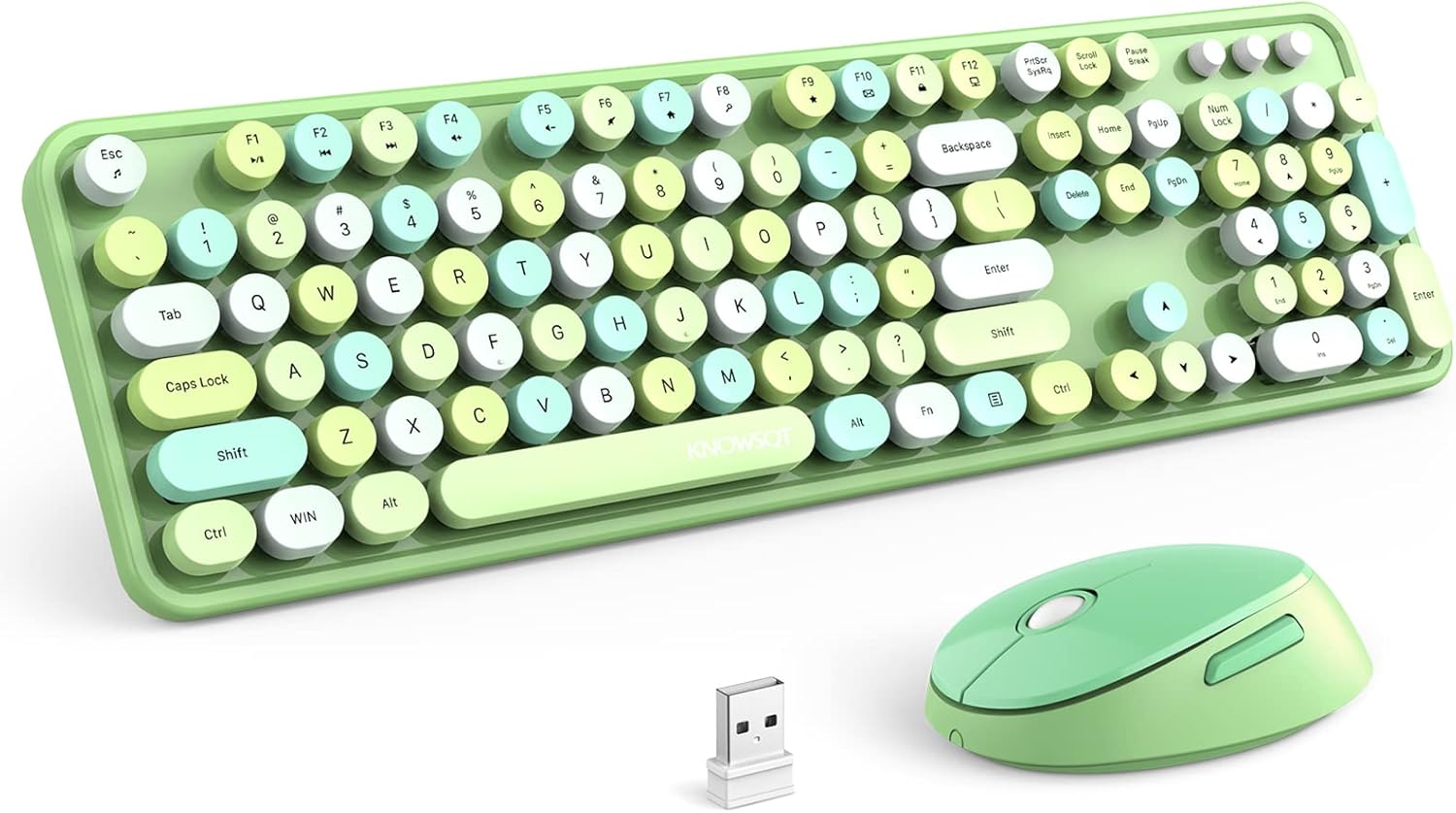 KNOWSQT Wireless Keyboard and Mouse Combo for Retro Style